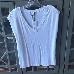 Michael Stars White V-Neck Short Sleeve Top NWT